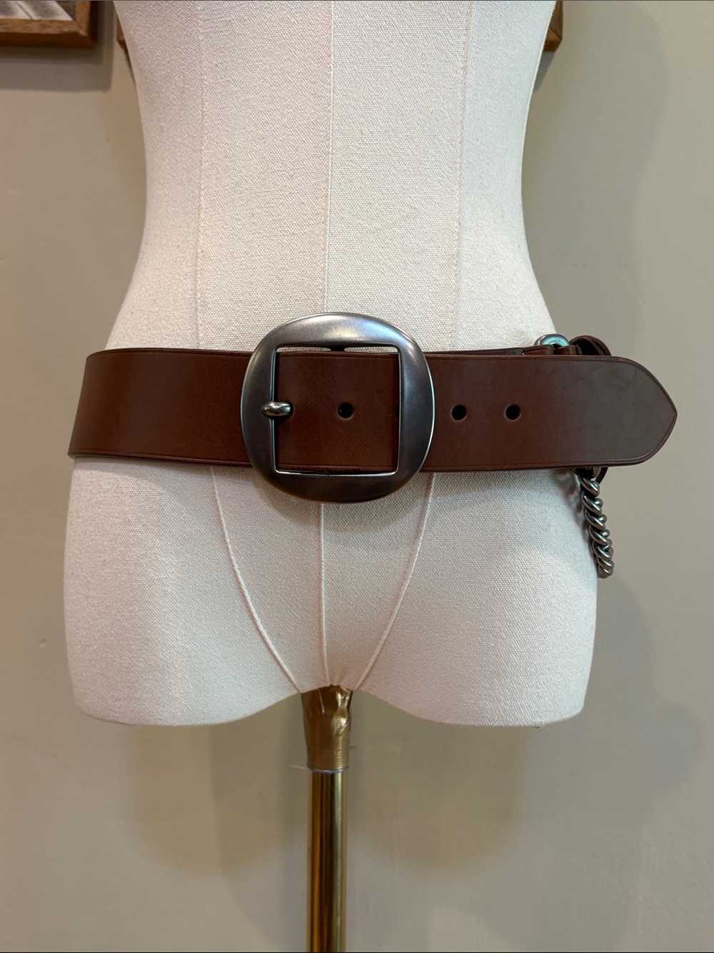 Ralph Lauren Collection FA19 Equestrian Leather Utility Pouch Metal Chain Belt M - Picture 2 of 15